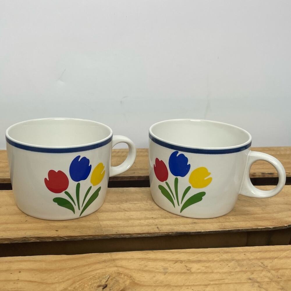 Tulip Tyme stoneware collection vintage floral coffee mugs cups 2